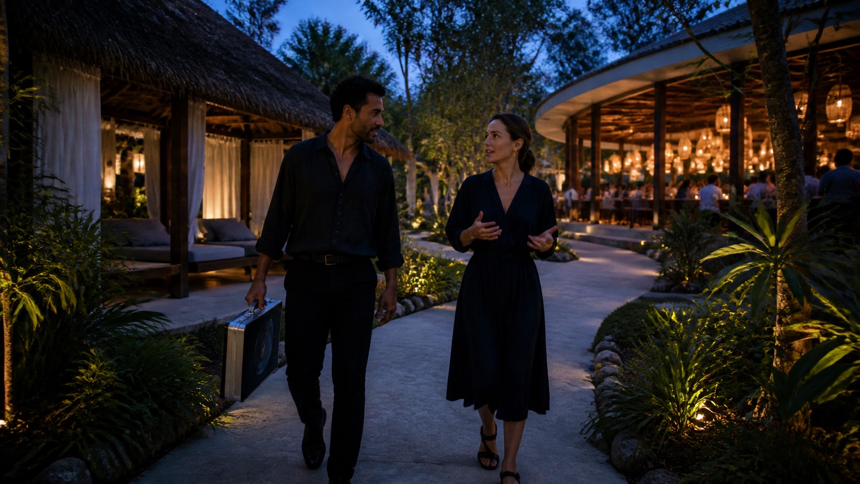 A venue operator and music curator discussing a creative brief before service